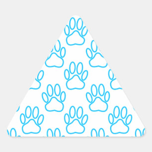 Blue Neon Dog Paw Print Pattern Triangle Sticker