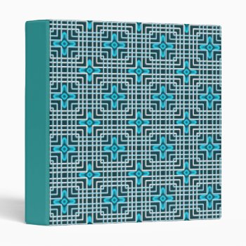 Blue Neon Flowers Geometric Pattern Binder by YANKAdesigns at Zazzle