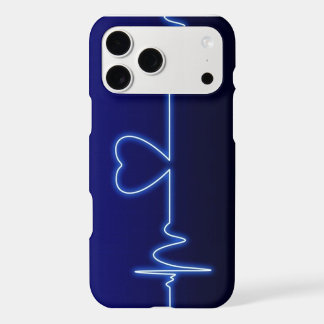 Blue Neon Heartbeat Lifeline Aesthetic iPhone 17 Pro Max Case