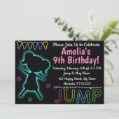 Blue Neon Jump birthday invitation (Standing Front)
