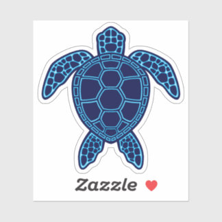 Blue Neon Lava Sea Turtle Symmetrical Design Sticker