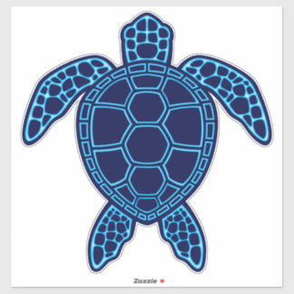 Blue Neon Lava Sea Turtle Symmetrical Design Sticker