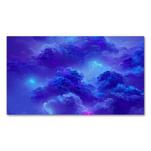 Blue neon lightning sky effect business card magnet