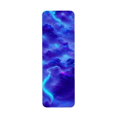 Blue neon lightning sky effect label