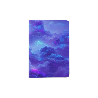 Blue neon lightning sky effect passport holder