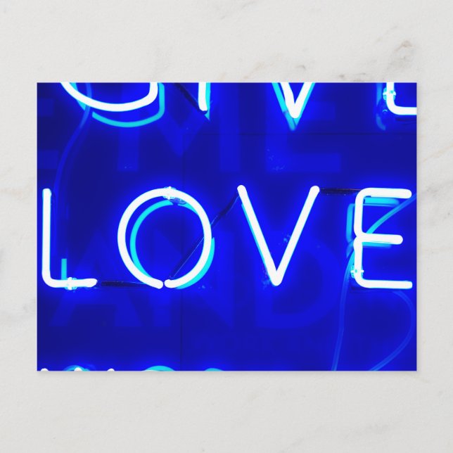 Blue Neon Love SIgn Postcard (Front)