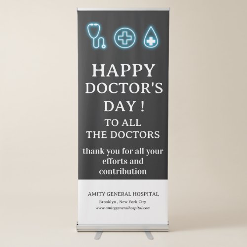Blue Neon National International Doctors Day   Retractable Banner