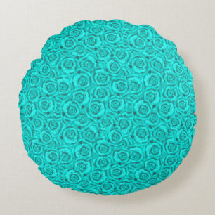 blue neon round pillow