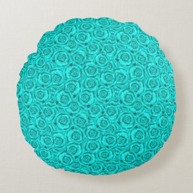blue neon round pillow (Front)