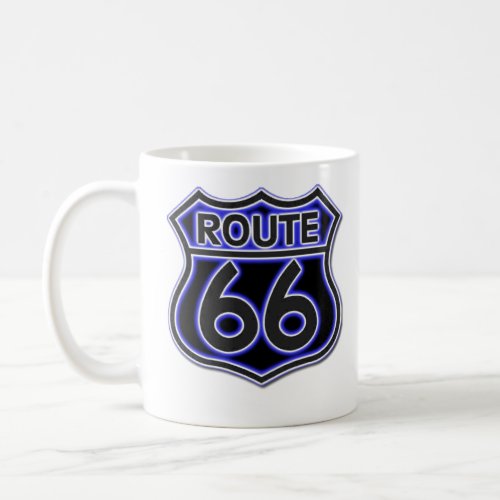 Blue Neon Route 66 Mug