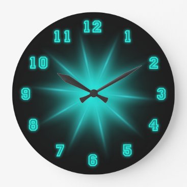 Blue Neon Star 10.75" Large Clock