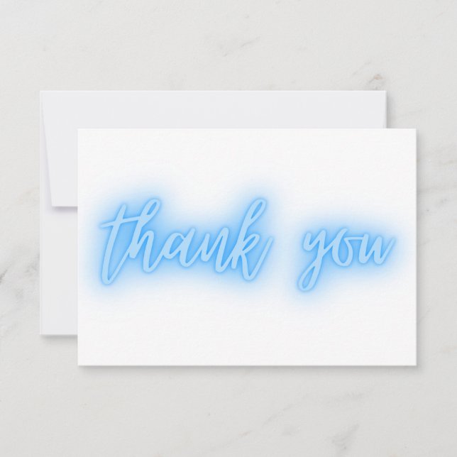 Blue Neon Thank You Trendy Card (Front)
