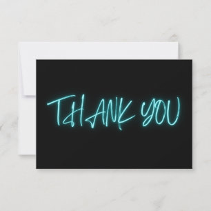 Blue Neon Thank You Trendy Card