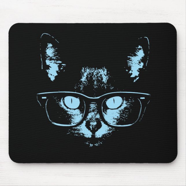 Blue Nerd Cat Mouse Pad (Front)