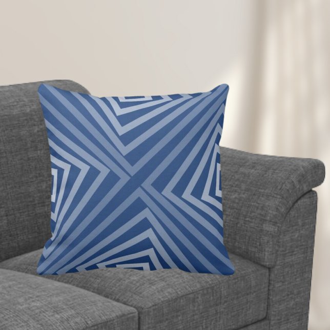 Blue Nested Angular Pattern Throw Pillow (Creator Uploaded)