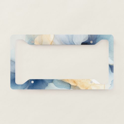 Blue Neutral Alcohol Ink License Plate Frame