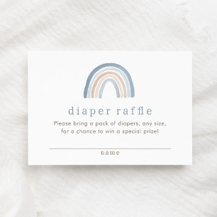 Blue Neutral Boho Rainbow Diaper Raffle Ticket Enclosure Card