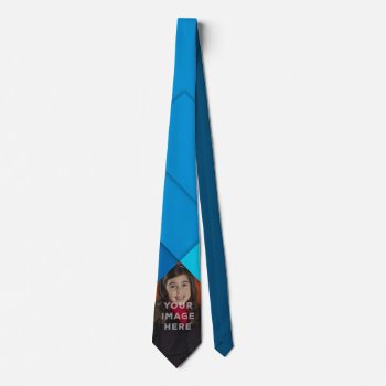 Blue Neutron Add Your Image Blue Neck Tie Design by MyBindery at Zazzle