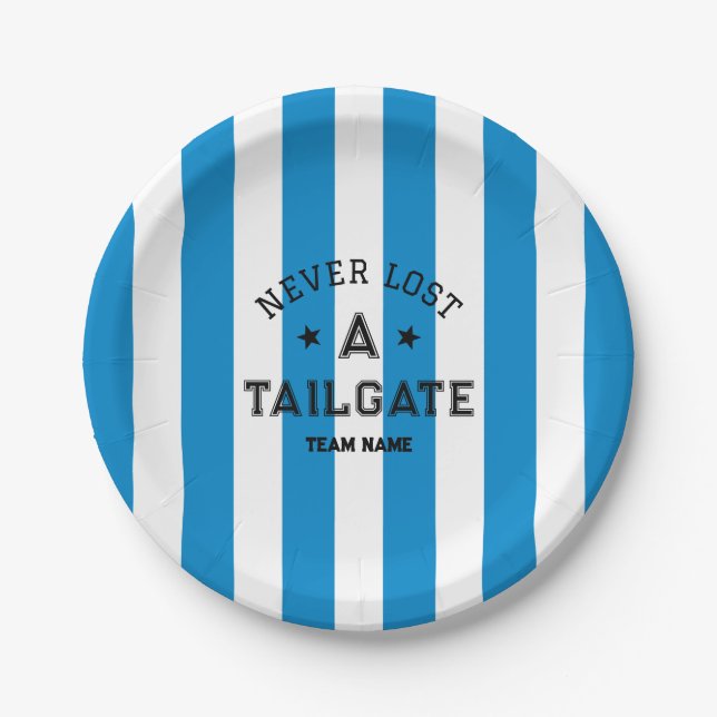 Blue Never Lost A Tailgate Custom Team Game Day Paper Plates (Front)