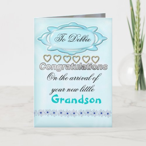 Blue New Baby Congratulations Card Grandmother Card