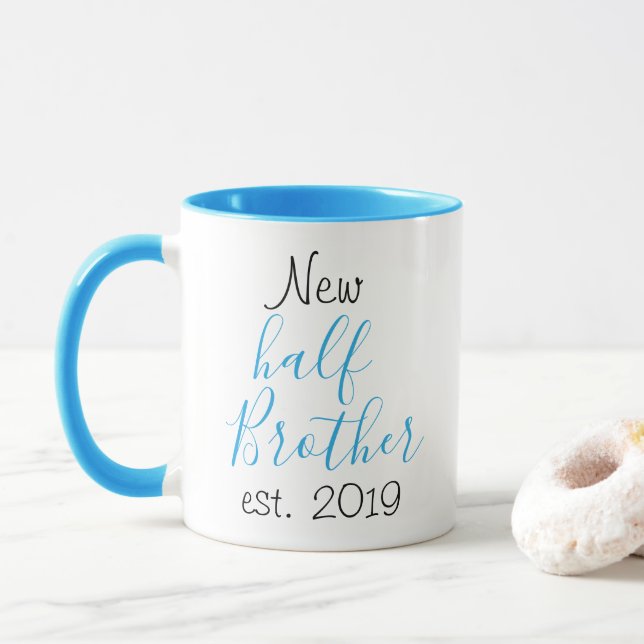 Blue New Half Brother Family Relative Mug (With Donut)