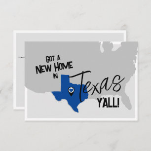 Blue New Home in Texas Y'all Moving Announcement
