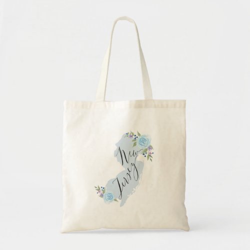 Blue New Jersey Watercolor Map  Tote Bag