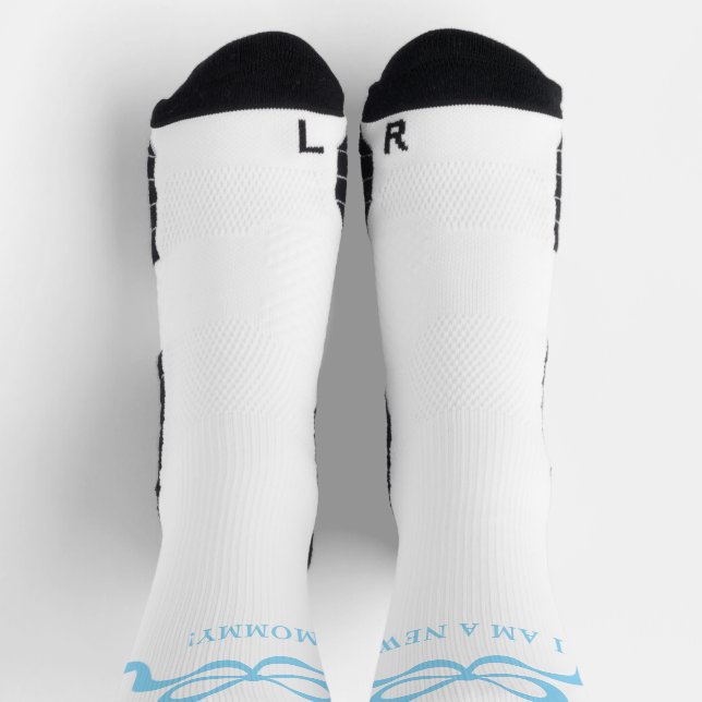 Blue New Mom Baby Boy Bows Retro Modern Gift Socks (Top)