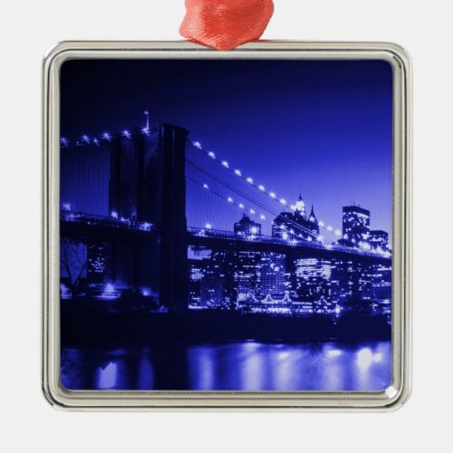 Blue New York City Brooklyn Bridge Ornament