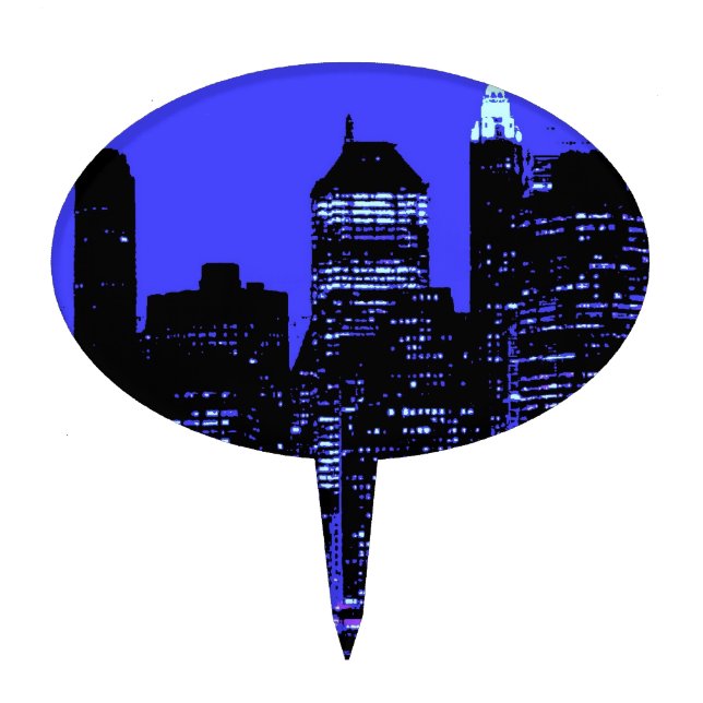 Blue New York City Cake Topper (Front)