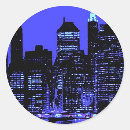 Blue New York City Classic Round Sticker