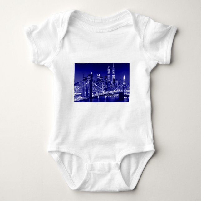 Blue New York City Night Baby Bodysuit (Front)