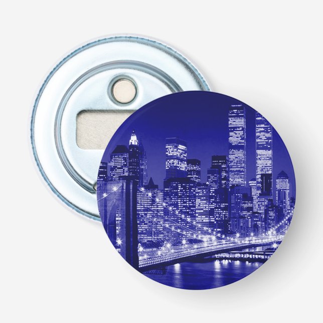 Blue New York City Night Bottle Opener (Front)