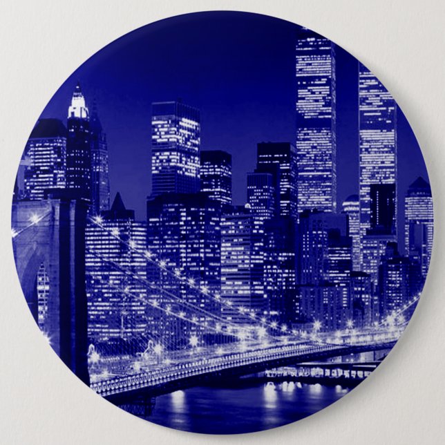 Blue New York City Night Button (Front)