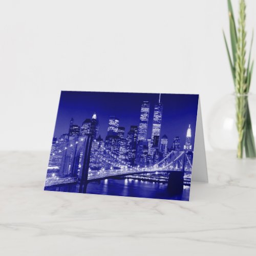 Blue New York City Night Card