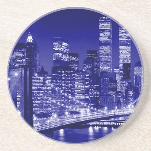 Blue New York City Night Drink Coaster