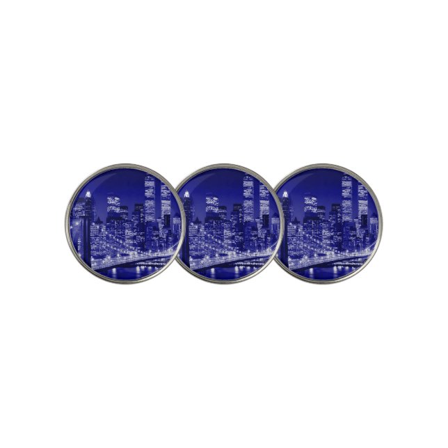 Blue New York City Night Golf Ball Marker (3 Up)