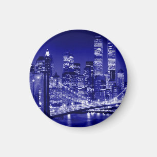 Blue New York City Night Magnet