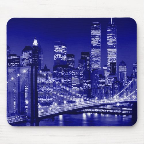 Blue New York City Night Mouse Pad