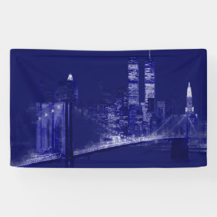 Blue New York City Night Pop Art Banner