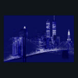 Blue New York City Night Pop Art Poster<br><div class="desc">New York City Midtown Photography Image</div>