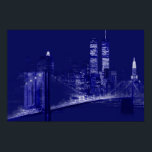 Blue New York City Night Pop Art Poster<br><div class="desc">New York City Midtown Photography Image</div>