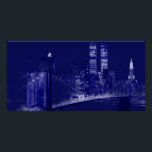 Blue New York City Night Pop Art Poster<br><div class="desc">New York City Midtown Photography Image</div>