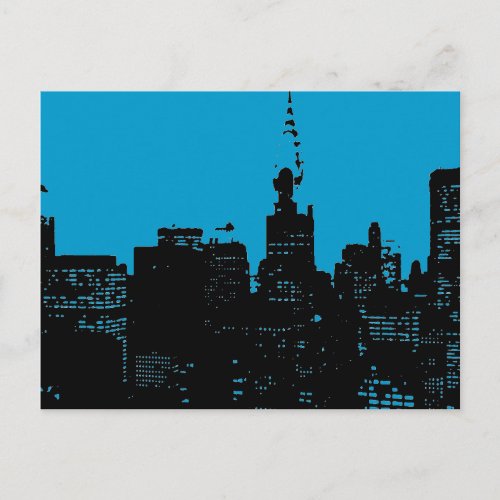 Blue New York City Night Postcard