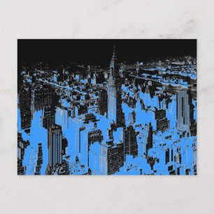 Blue New York City Night Postcard