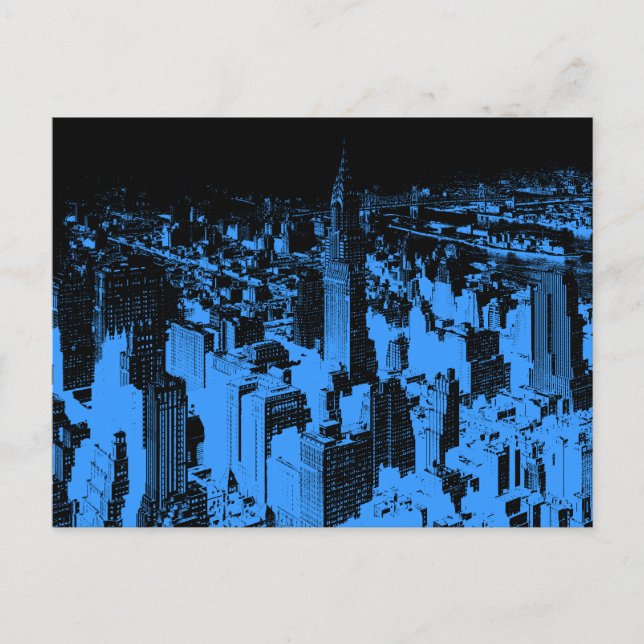 Blue New York City Night Postcard (Front)