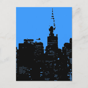 Blue New York City Night Postcard
