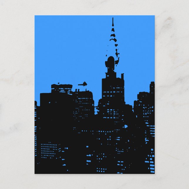 Blue New York City Night Postcard (Front)
