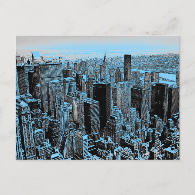 Blue New York City Night Postcard (Front)