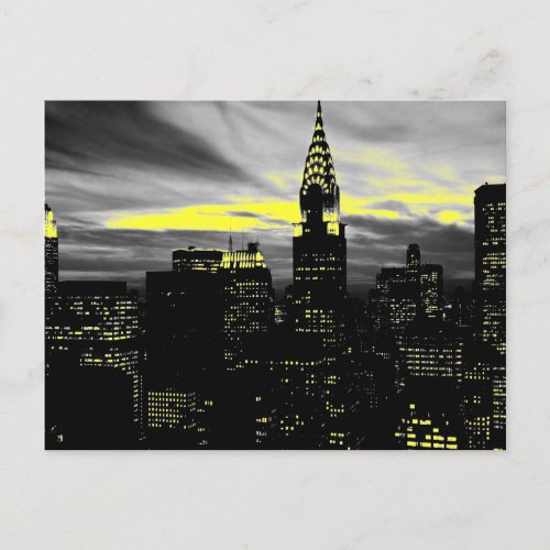 Blue New York City Night Postcard